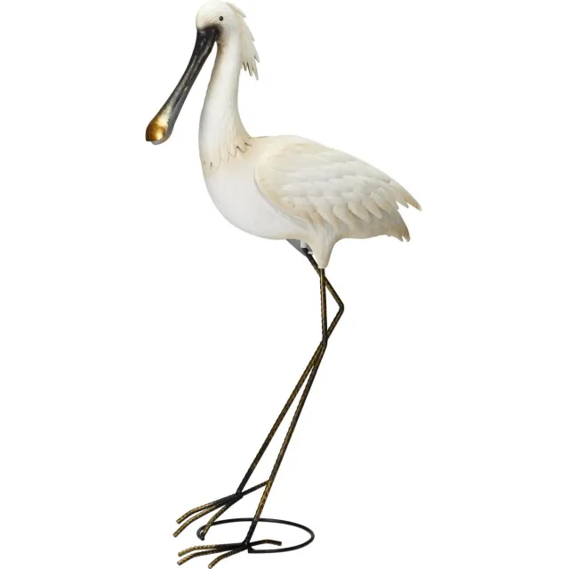 Pro Garden tuin decoratie dier / vogel beeld - Metaal - Lepelaar - 74 cm - buiten - wit