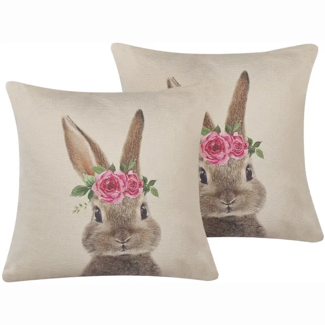 Beliani TULIPA - Sierkussen set van 2 - Taupe - 45 x 45 cm - Polyester Grijs