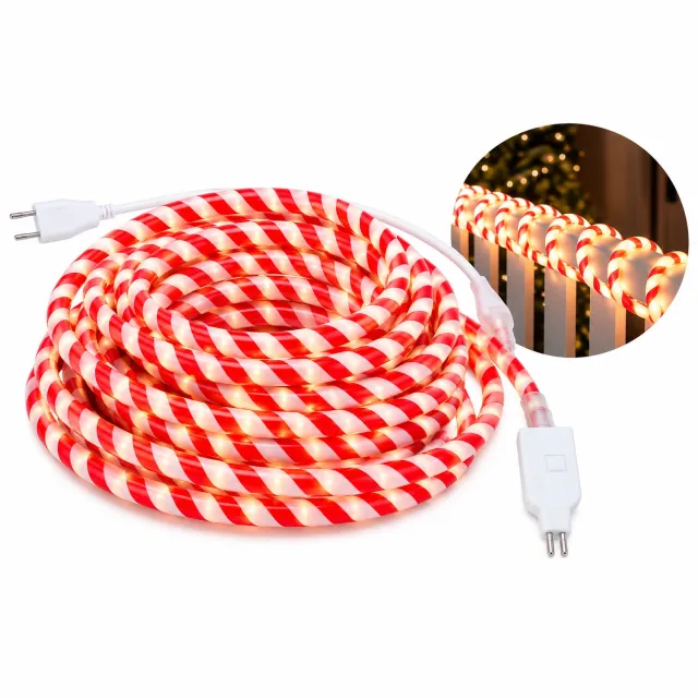 VILIMA Kerstverlichting - Kerstverlichting buiten - 12 meter - Zuurstok thema - Kerstmis - Waterdicht - Rood en warm wit
