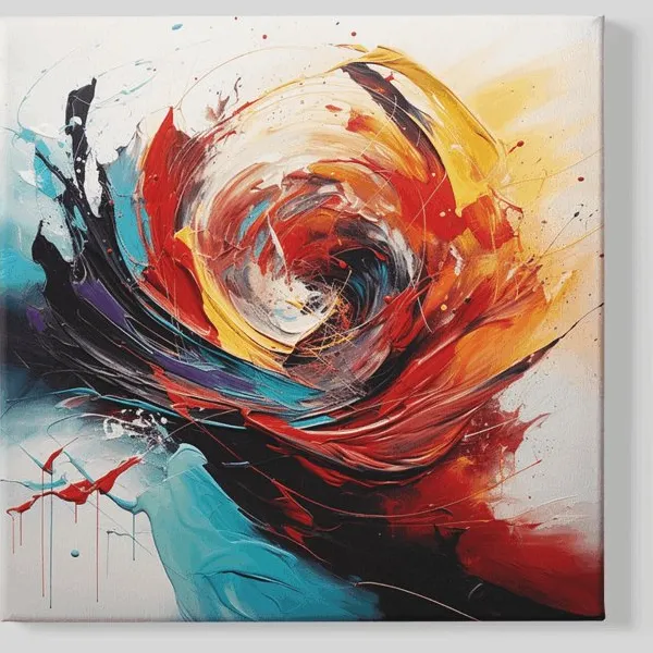 Trendex Global Vierkant Canvas Schilderij - Abstract - Kunst - Modern - Wandecoratie - 60x60x2 cm Kleurrijk