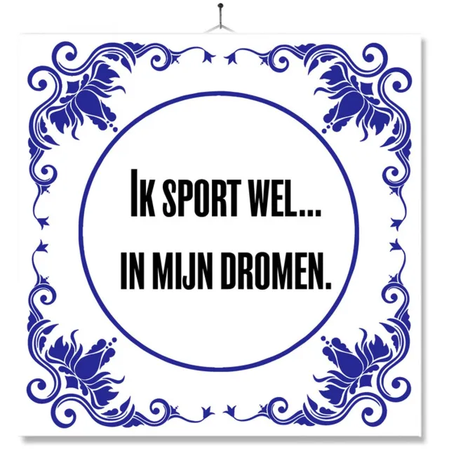 MC Living Tegel Met Opdruk | Ik Sport Wel | Cadeau | Inclusief Geschenkdoos | Standaard | Ophangsysteem Multi-Color