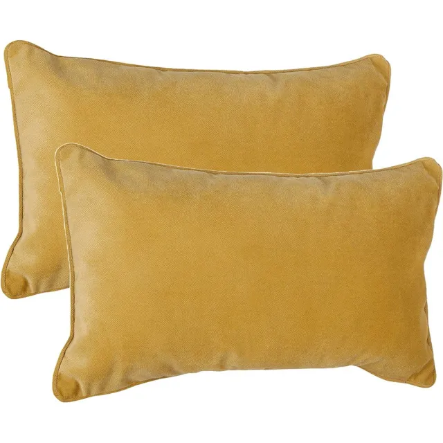 Atmosphera Bank/sierkussens Sophia - 2x stuks - 30 x 50 cm - polyester met rits okergeel