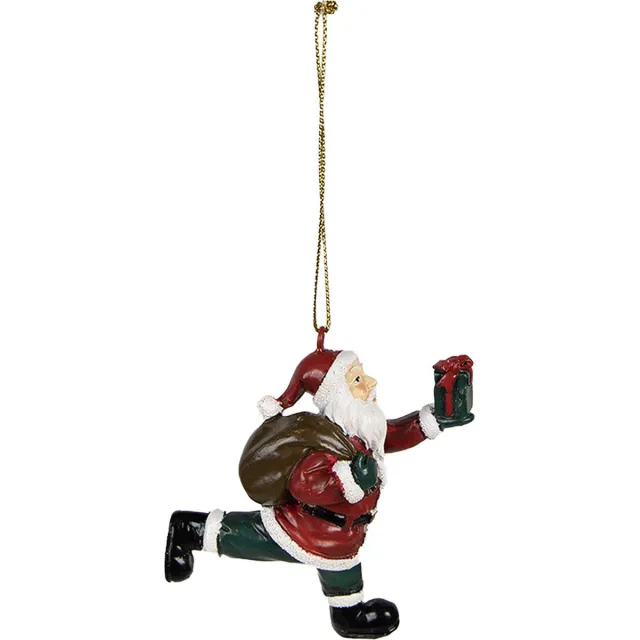 Clayre & Eef Kersthanger Kerstman 6x3x8 cm Rood Polyresin