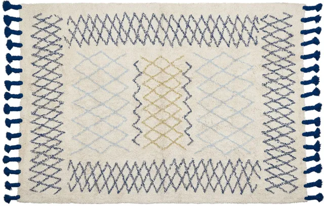 Beliani ERZINCAN - Laagpolig vloerkleed - Beige - 160 x 230 cm - Katoen