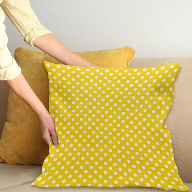 ABAKUHAUS Geel Sierkussenhoes, Picnic Geïnspireerd 50s 60s 70s Thema Polka Stip Retro Spotted Patroon Print, Decoratieve Vierkante Sierkussenhoes, 45 x 45 cm, Geel Wit