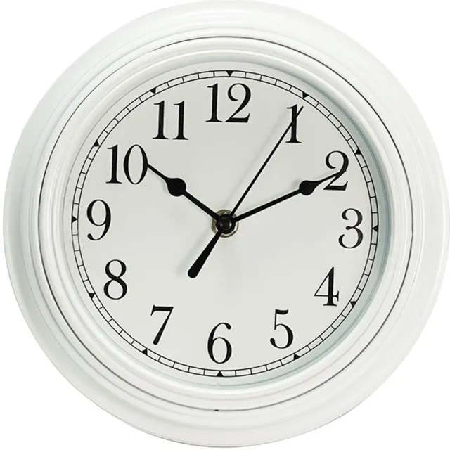 Topkey Silent Wandklok Keuken 9 Inch Retro Niet-tikkende Decoratieve Slaapkamer Kantoor Wandklok - Wit