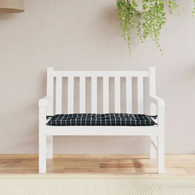 vidaXL Tuinbankkussen ruitpatroon 110x50x7 cm stof zwart Meerkleurig