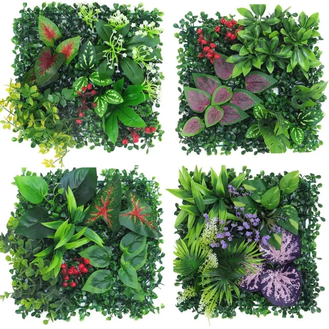 Unyqoos Decoratieve kunstplantenwand voor buiten met vier stuks van 25 x 25 cm hybride