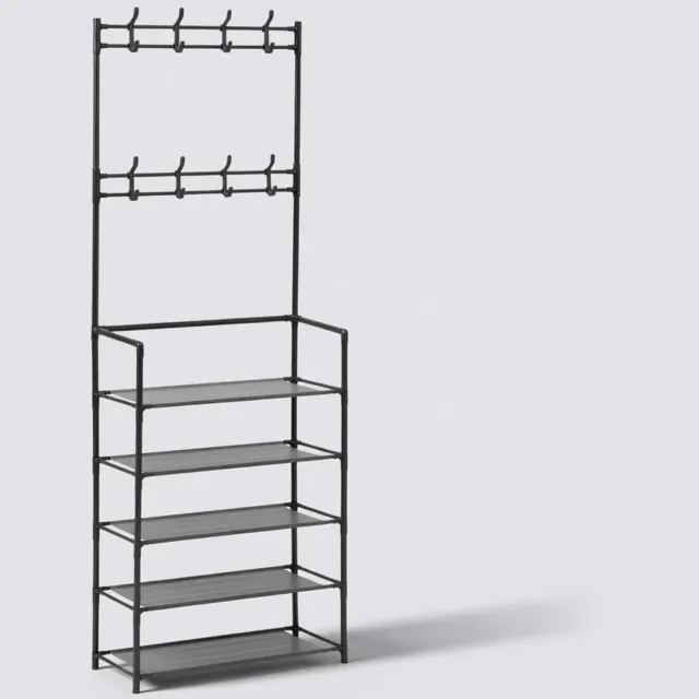 KANOT® Kapstok - Kapstok Staand - Kapstok met Schoenenrek - Staande kapstok - 60 x 25,5 x 170 cm -zwart