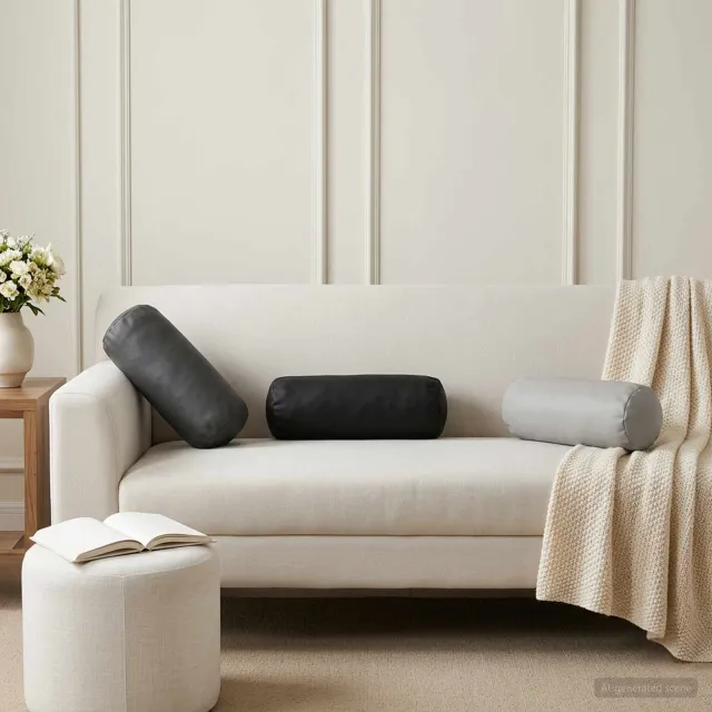 vidaXL Plaid kussen 6 st HEERLEN Antraciet Dia. 15 x 40 cm Polyester Anthraciet