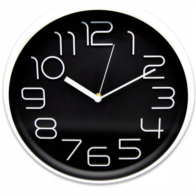 Tragar Wandklok 30 cm Zwart – Stille Analoge Klok met Quartz Uurwerk – Grote Cijfers – Modern