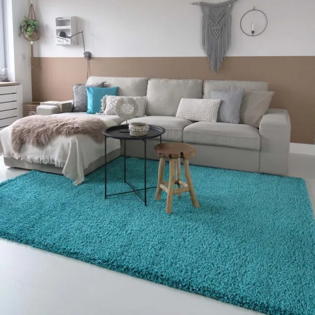 Tapeso Hoogpolige loper - Shaggy Trend turquoise 80x250