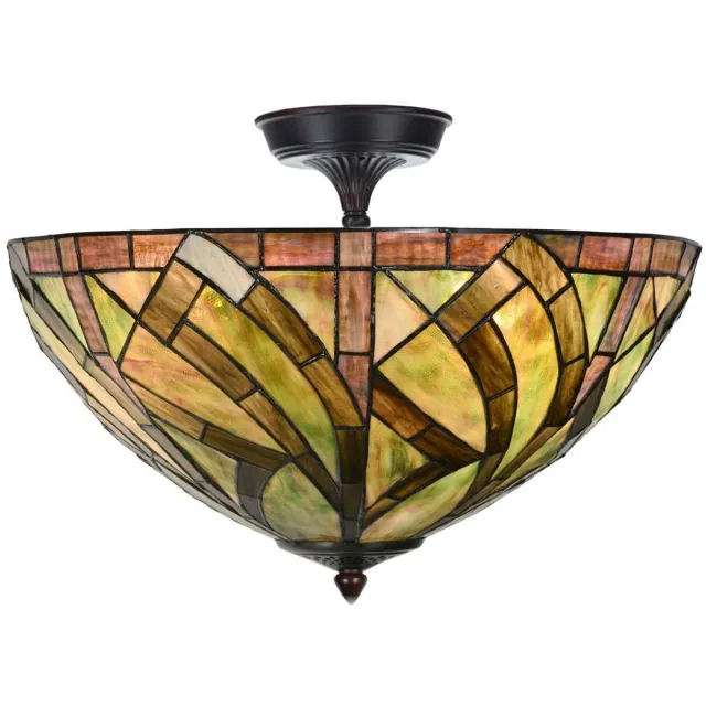 Coloured by Art Tiffany Plafonnière Verlengd Willow - Art Deco Trade Donkergroen