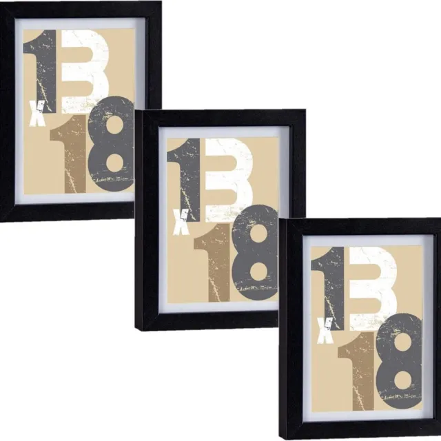 Arte r Fotolijst voor een foto van 13 x 18 cm/15 x 20 cm - 3x stuks - zwart - hout - passe partout
