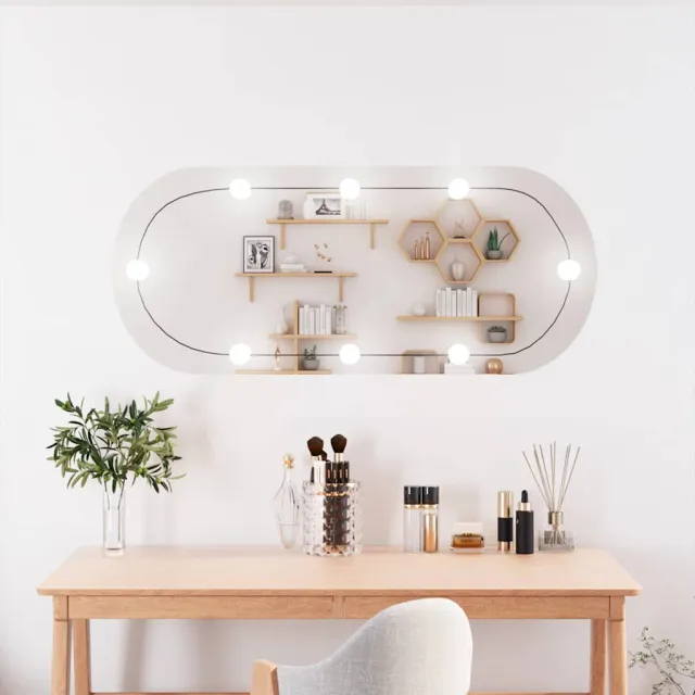 vidaXL Wandspiegel met LED's ovaal 40x90 cm glas Zilver