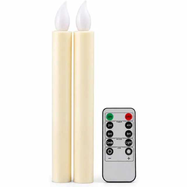 SWGOTA led kaarsen set van twee ivoorwit met vlamvormige lichtkop zonder afstandsbediening