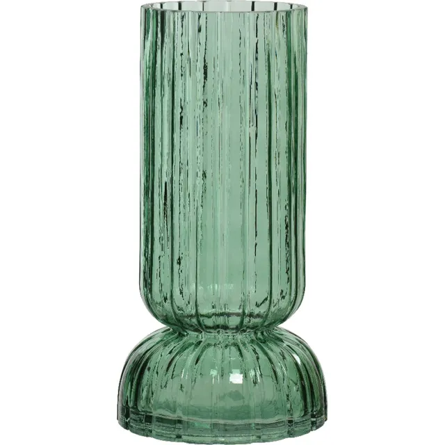 Decoris vaas/bloemenvaas - glas - D13 x H26 cm - groen