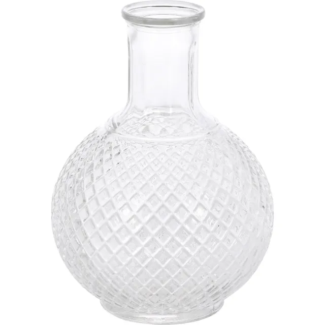 Bellatio Flowers & Plants Bellatio Flesvaas geruit glas - transparant - 13 x 19 cm - decoratief
