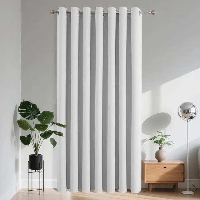 Famanu Verduisteringsgordijn voor binnenruimtes - 1 stuk - thermo - gordijn met ogen - voor moderne slaapkamer - woonkamer grijs wit
