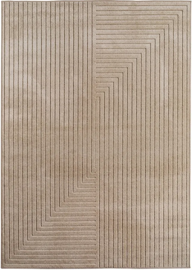 Muratap Buitenkleed NOVA – Indoor & Outdoor Vloerkleed– Japandi & Scandinavisch Design – Effen - 3D-Look - Weerbestendig & UV-proof - Beige- 280x370 CM