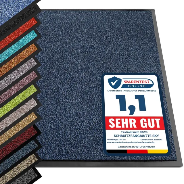 Famanu Schoonloopmat - Houdt vuil en vocht buiten - Duurzaam polyester - Blauw-Zwart 1 stuk