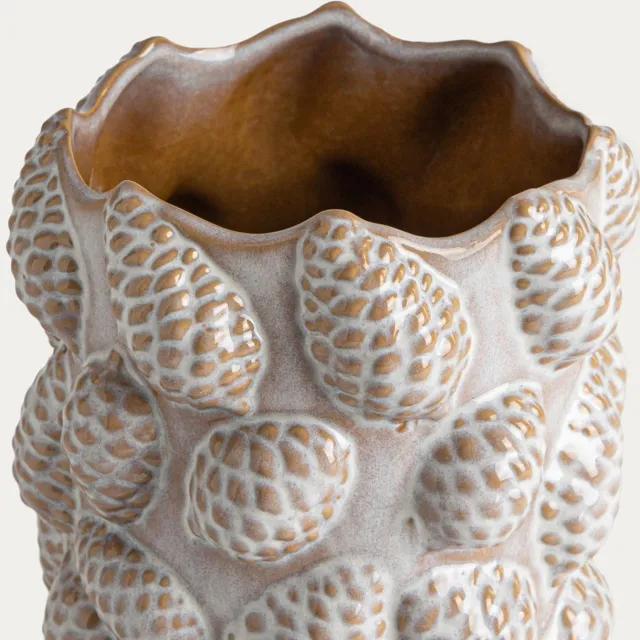 Homla Vaas | CLARION | keramiek in dennenappelvorm | 16x25 cm | 779251 Ecru