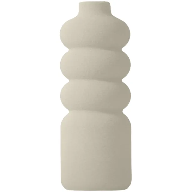 Layvo LENOX Vaasje - Crème - D10 x H25 cm - droogbloemen vaasje - gerecycled plastic