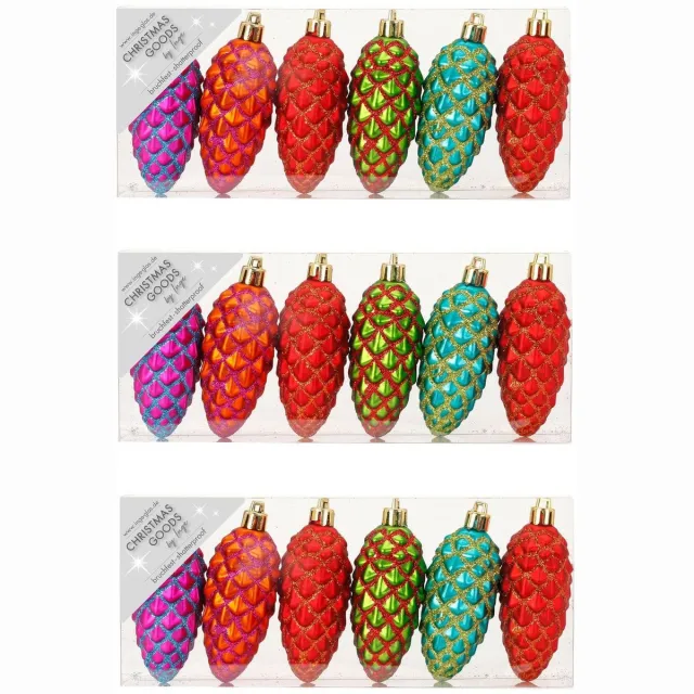 Christmas goods Kersthangers - 18x - dennenappels - gekleurd - 9 cm - kerstornamenten Multi