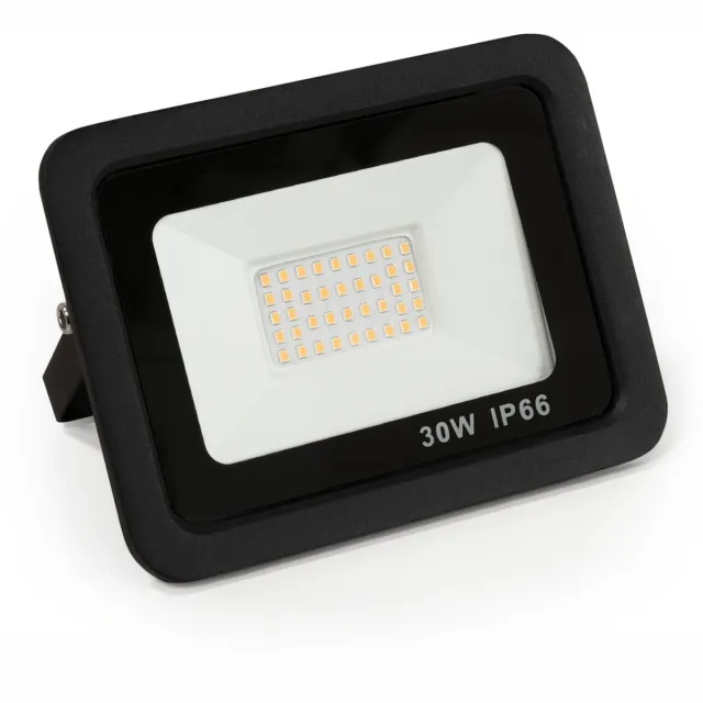 MC-Shine Buitenlamp ''Slim'' 30W - Wandlamp buiten 2550 lumen - LED Breedstraler IP66 - Schijnwerper 4000K - Zwart Zwart - Neutraal wit