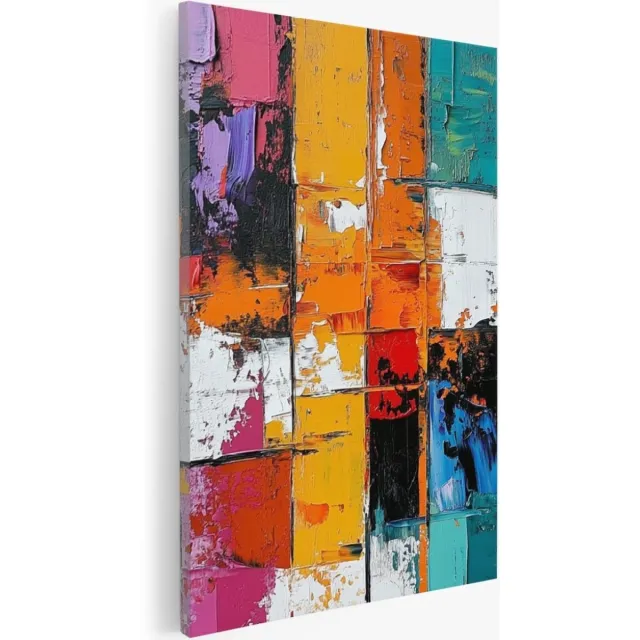 Saammp Canvas Schilderij - Kleurrijk patroon - Abstract kunstwerk - 40x60 - Foto op canvas - Wanddecoratie - Muurdecoratie Woonkamer - Slaapkamer decoratie - Canvas Print Multicolor
