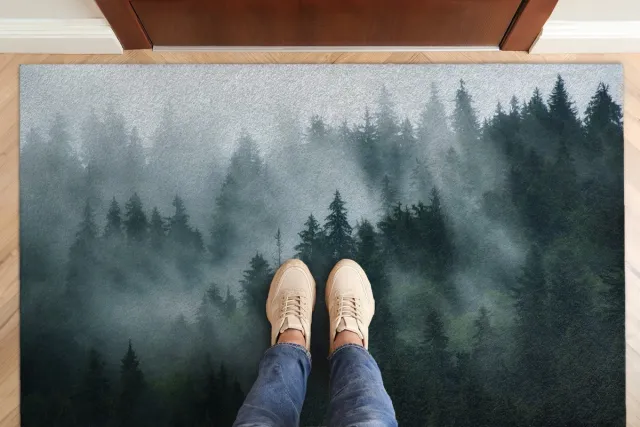 Coloray Deurmat voor binnen - Zwart Antislip Onderkant Deurmat - Mistbos Binnenmat - Deurmat Aan Huis - Deurmat Groot - 150x100 cm Zwart - Mistbos
