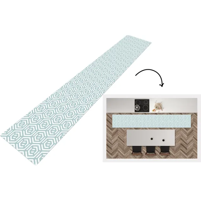 KitchenYeah Keukenloper - Loper keuken - Patronen - Abstract - Groen - Geometrie - Keukenloper vinyl Multicolor