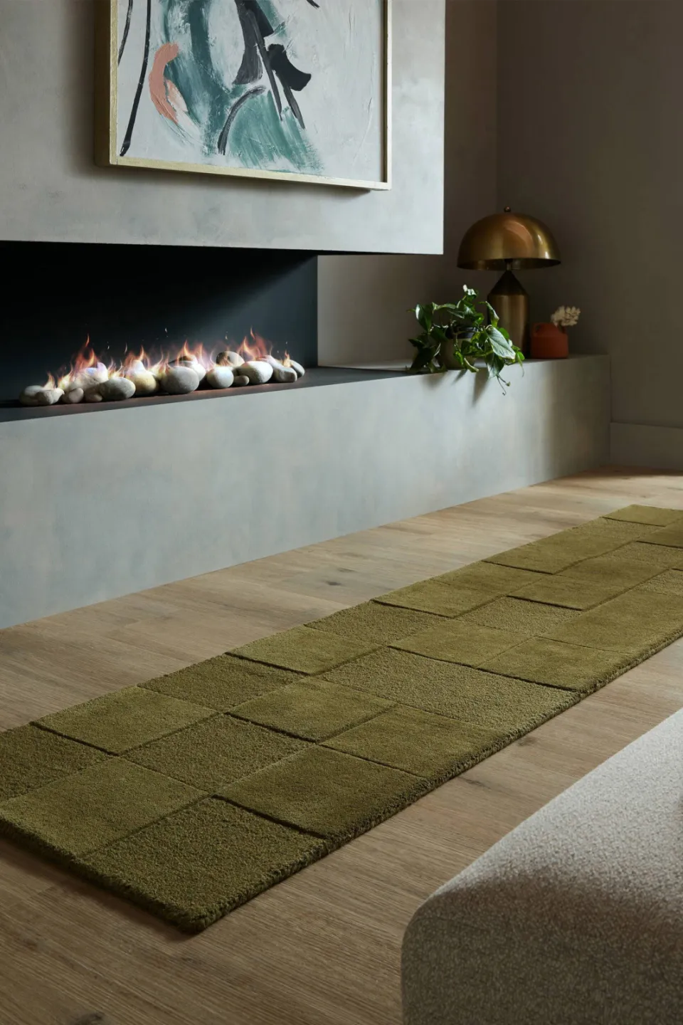 Flair Rugs Checkerboard vloerkleed van wol, modern groen, foto 2