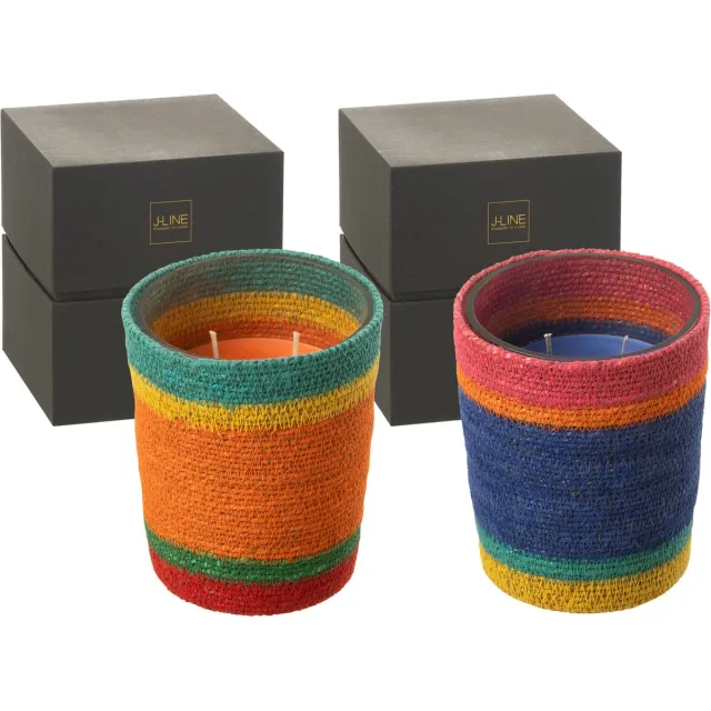 J-Line geurkaars Mand - Woody Aurora - mix - medium - 2 stuks - 55U Multi