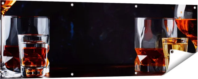 Gards Tuinposter Sterke Alcohol Drank - Glazen - 150x50 cm - Tuindoek - Tuindecoratie - Wanddecoratie buiten - Tuinschilderij Multikleur