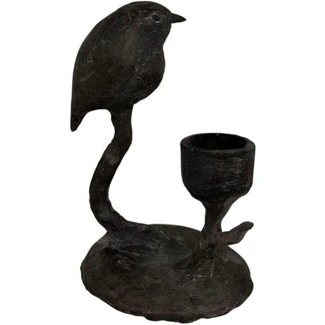 Home Society Kandelaar - Candle Art - Birdt - Black 7x8x13cm zwart