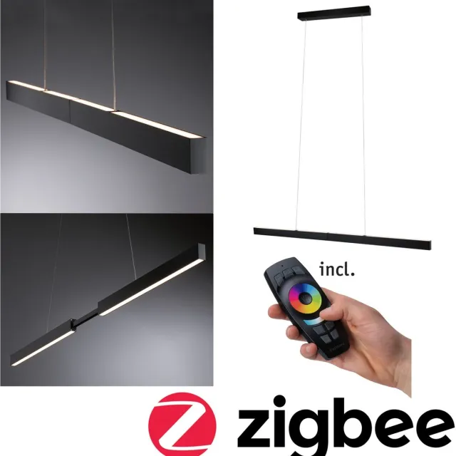 Paulmann LED-hanglamp Smart Home Zigbee 3.0 Aptare 2700K dimbaar 2x2400lm 2x18W Zwart geborsteld