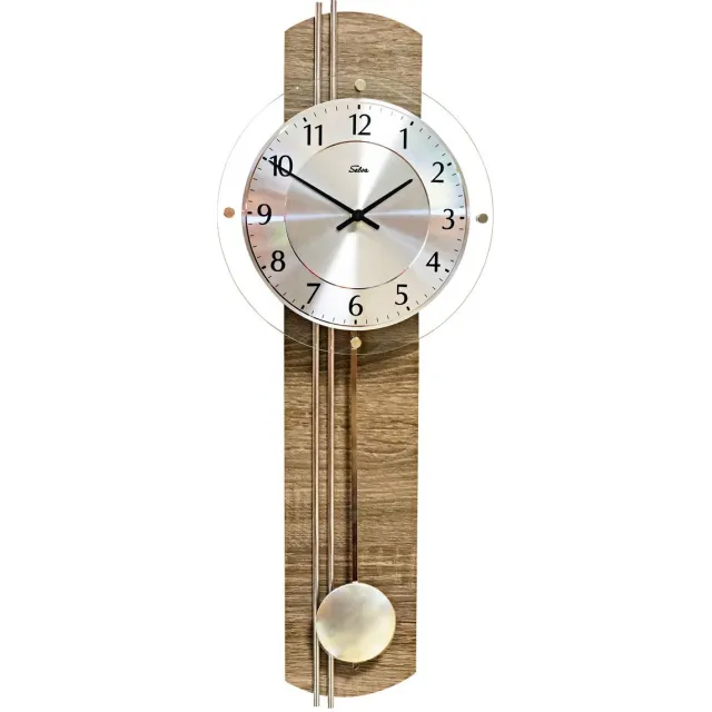 Selva radiogestuurde slinger wandklok truffel eiken Garching Leer