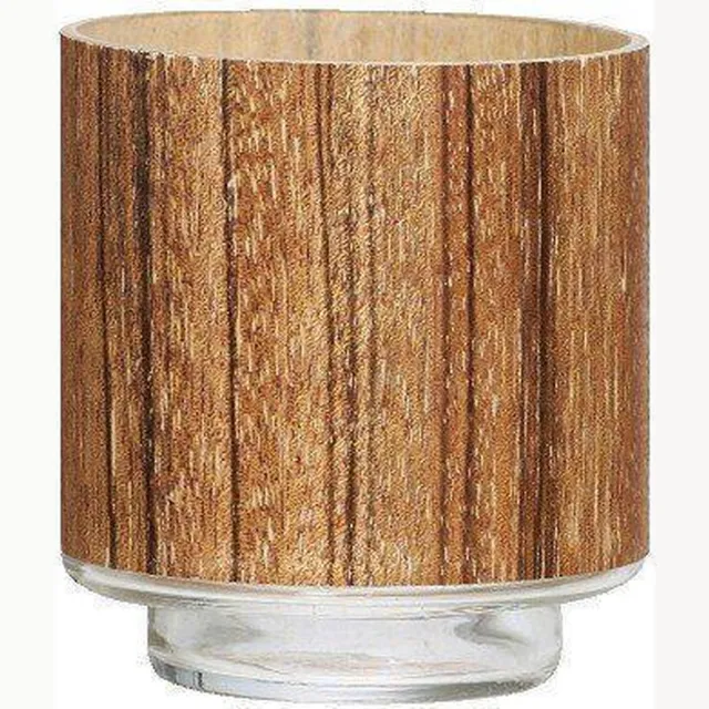 Bolsius Waxinelichtjeshouder Glazen theelichthouder met houten finish Hout