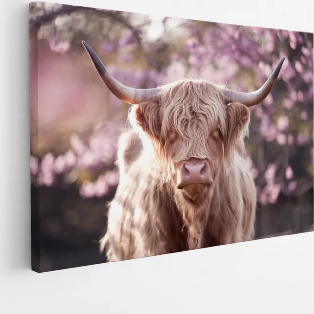 Saammp Canvas Schilderij - Schotse Hooglander Koeien met bevroren Hoorns - Winter - Landschap - Dieren - Natuur - 45x30 - Foto op canvas - Wanddecoratie - muurdecoratie Woonkamer - Slaapkamer decoratie - Canvas Print Multicolor