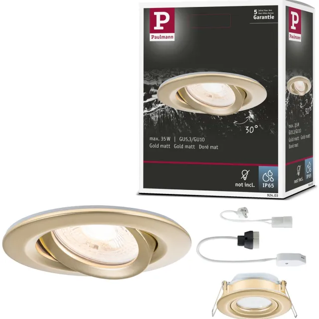 Paulmann Inbouwlamp Nova Plus IP65 rond 93 mm 30° GU5,3 / GU10 max. 35W 230/12V dimbaar Goud mat