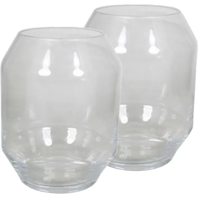 Bellatio Flowers & Plants 2x stuks ronde vaas helder glas 25 cm - Bolvormige bloemenvazen van glas Transparant