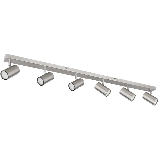 Globo Lighting Plafondspot zilver spot strip 6 vlammen, metaal verchroomd Scandinavisch, 6x GU10 stopcontact, LxBxH 115x6x12cm