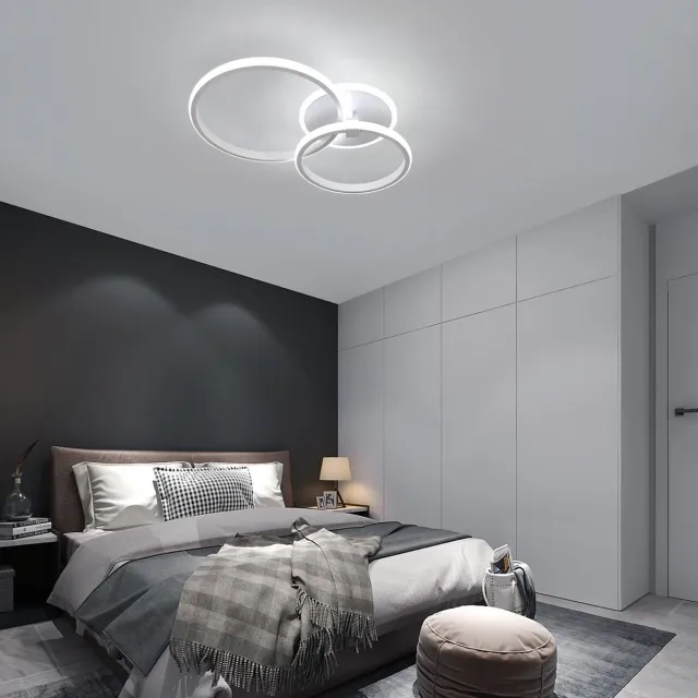 Haobosic Moderne LED plafondlamp, 42W, 4700 lm, rond design, 6500K koelwit licht, voor slaapkamer, woonkamer, keuken, hal, kantoor, diameter 52cm White