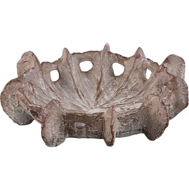 PTMD Talan Beige Ceramic Organic Shaped Decoration Bowl