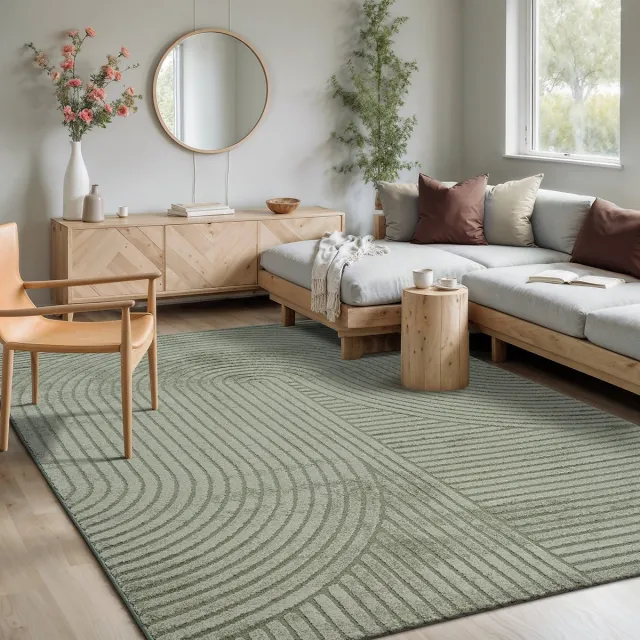Mia´s Teppiche Mia's Teppiche Atlas – modern vloerkleed met 3D structuur & hoog-laag effect, zacht en stijlvol, groen, 160 x 230 cm
