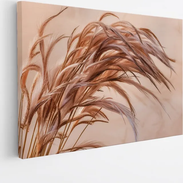 Saammp Canvas Schilderij - Gedroogd Gras in Detail - Natuur - Abstract - 45x30 - Foto op canvas - Wanddecoratie - Muurdecoratie Woonkamer - Kantoor Decoratie Multicolor