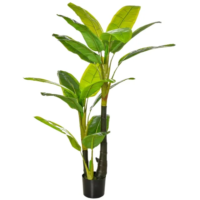 ZYLARO Kunstmatige bananenboom - 150 cm - Kunststof pot - Voor binnen - Groen