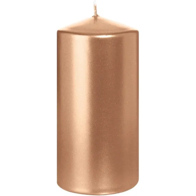Trend Candles Cilinderkaars/stompkaars - roségoud - 6 x 12 cm - 40 branduren - horeca kaarsen Rose goud