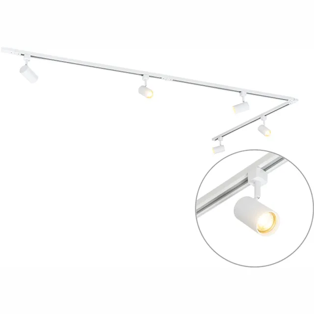 QAZQA jeana - Moderne Spot railsysteem verlichting, railverlichting geschikt voor led - 5 lichts - L 300 cm - Wit - Woonkamer | Slaapkamer | Keuken